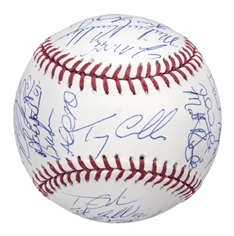2015 New York Mets Team Signed OML Manfred World Series Baseball With 30 Signatures Including deGrom, Wright & Murphy (PSA/DNA)